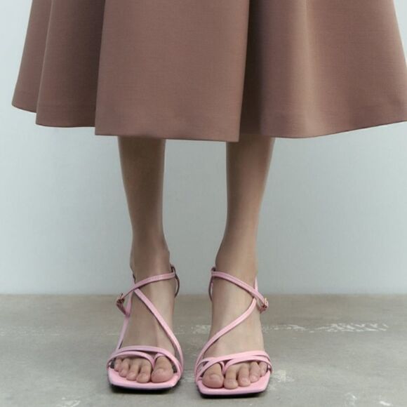 NWT Zara Strappy Heeled Leather Sandals - Picture 2 of 12